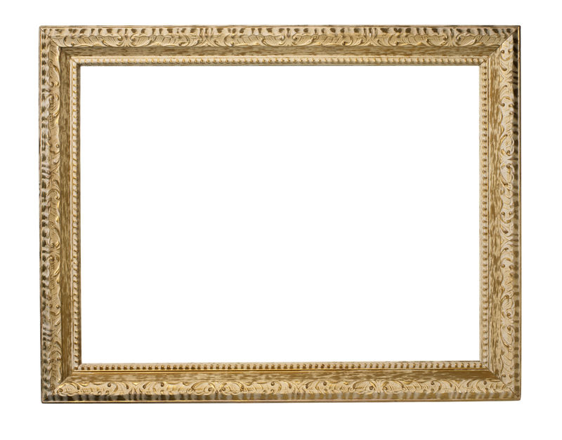 用于绘画镜子或照片的金色框架-白色背景