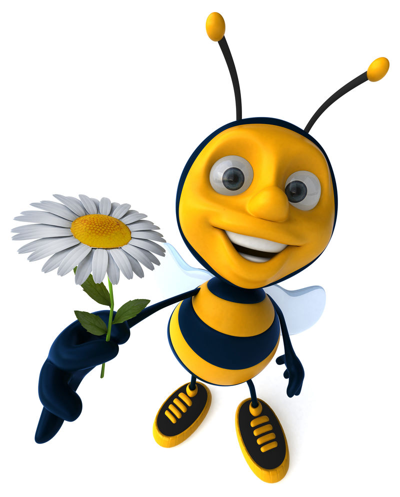 有趣的蜜蜂三维插图
