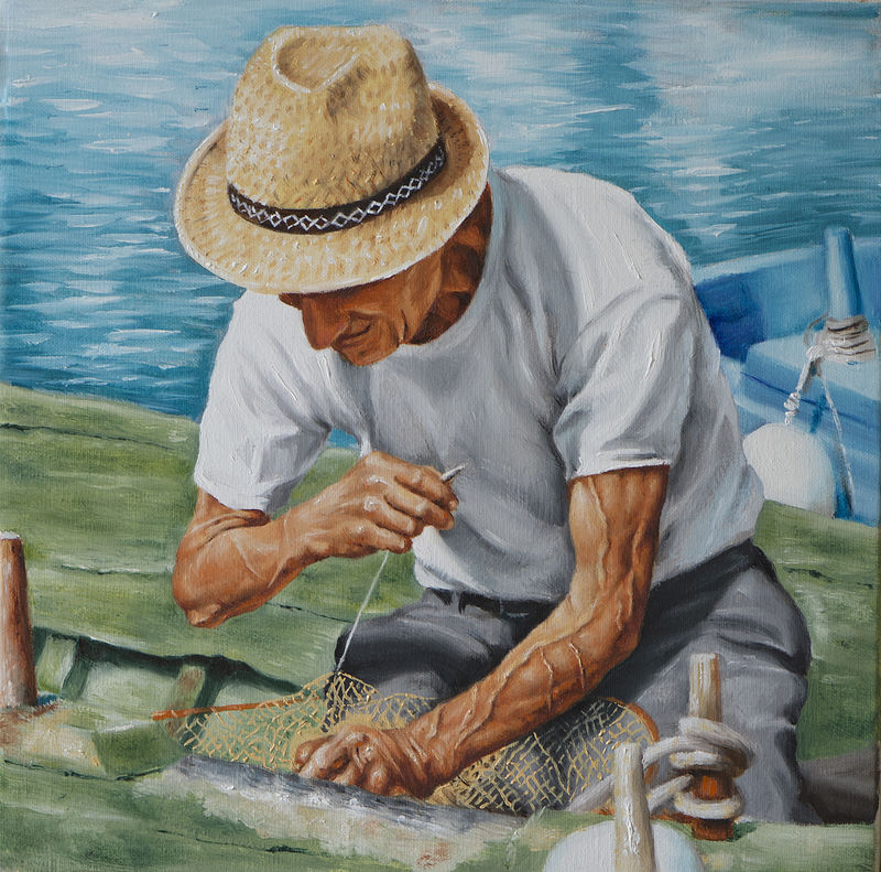油画是渔夫的渔网