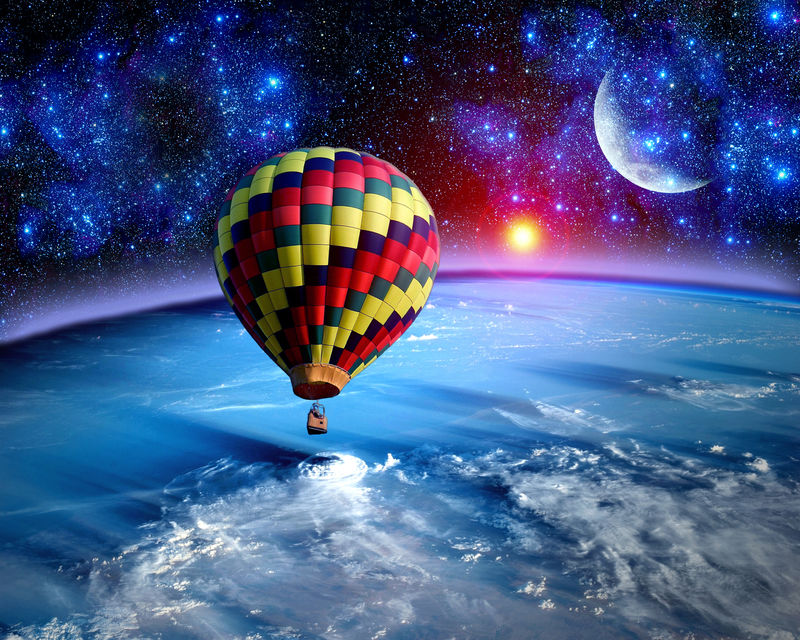 热气球童话景观梦幻月球地球-这张图片的元素由美国宇航局提供