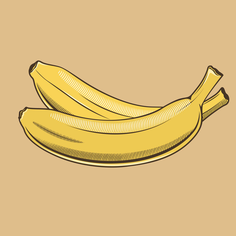 老式香蕉彩色矢量图