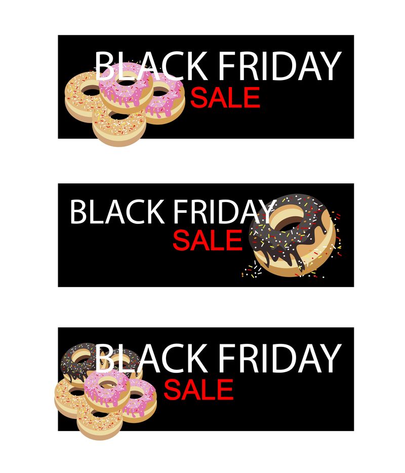 黑色星期五销售横幅上釉甜甜圈