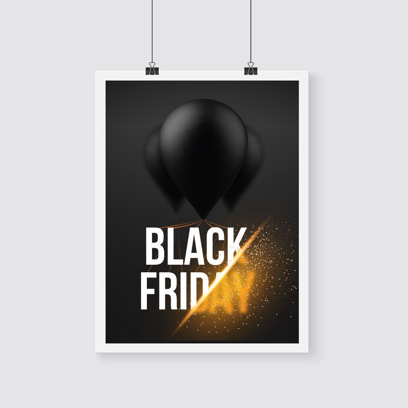 黑色星期五销售海报带爆炸效果的气球模板