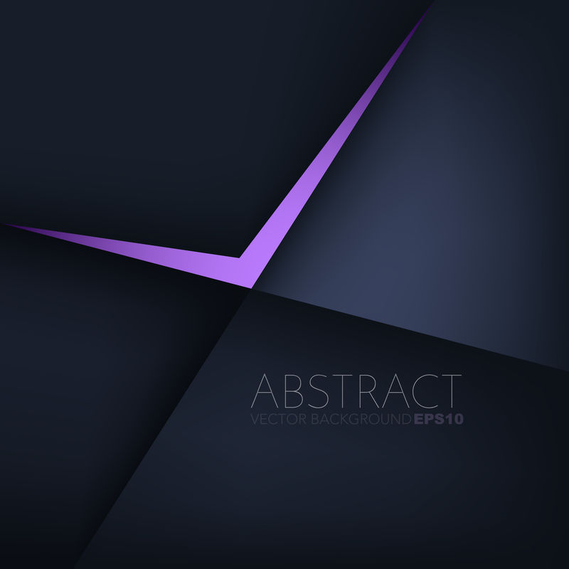 黑空间上紫色线三角形重叠层的黑色几何矢量背景用于背景设计