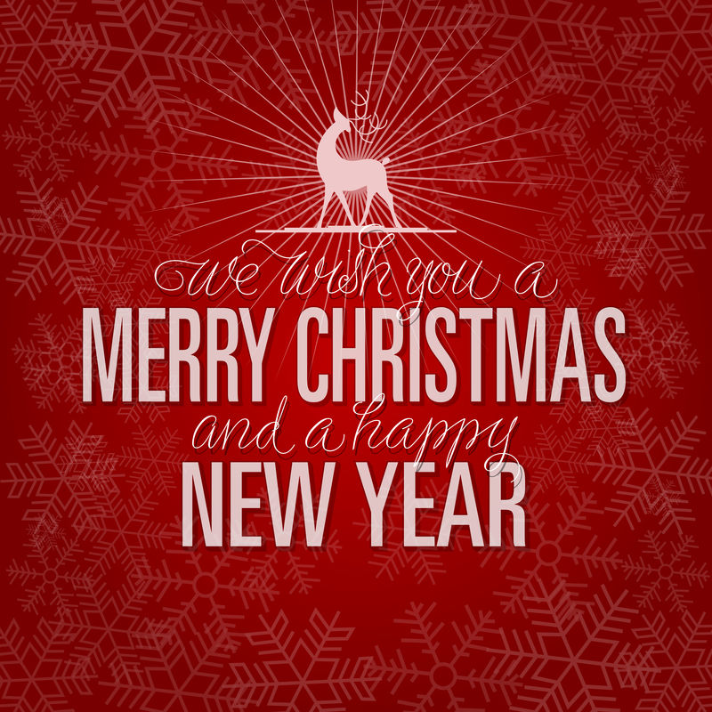 圣诞快乐-新年快乐-矢量图-红色背景上带有圣诞装饰品的手写文字
