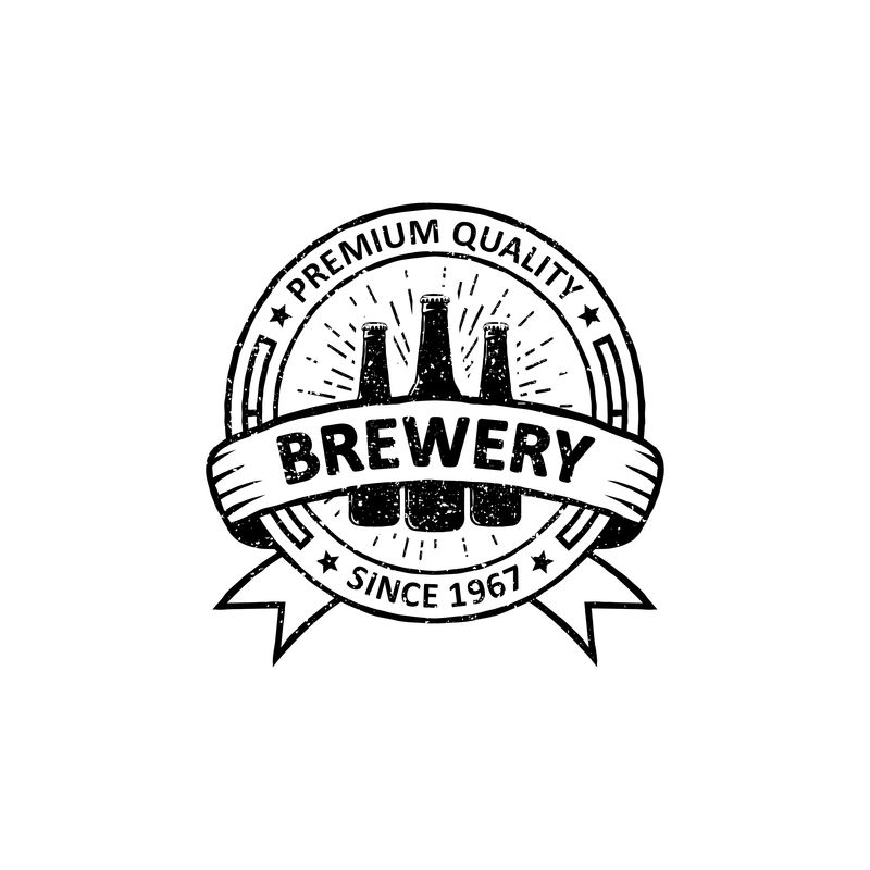 老式啤酒厂徽章标签标志和标志