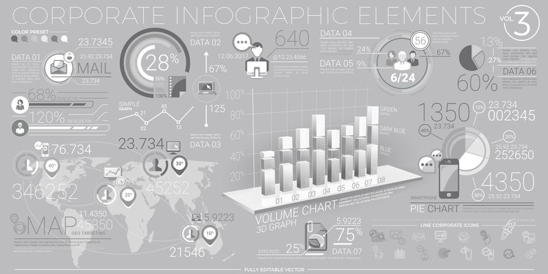 灰色和白色的公司信息图表元素