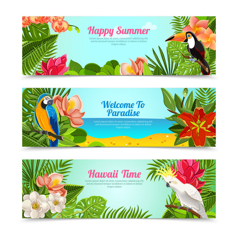 热带岛屿花卉横幅套装