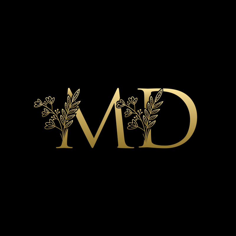 金色的标志字母的首次公开发行（IPO）MD
