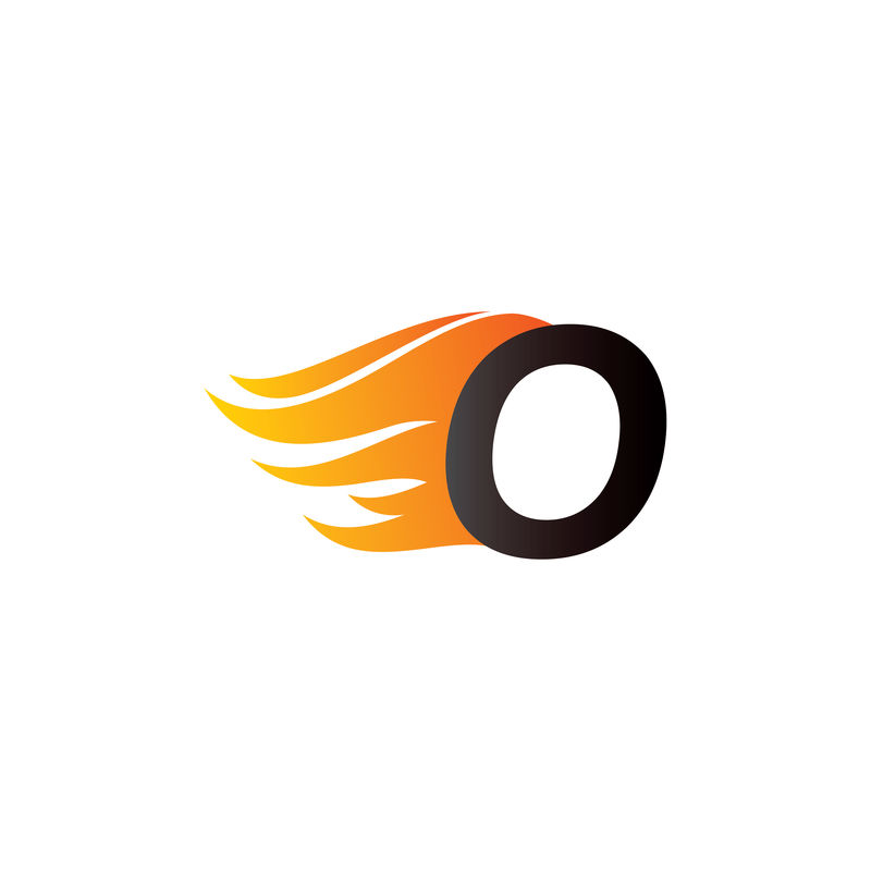 消防字母O标志模板-燃烧火焰设计元素矢量图-企业品牌标识