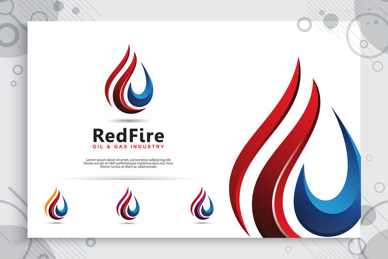 3D Fire Vector徽标采用现代概念风格用作符号