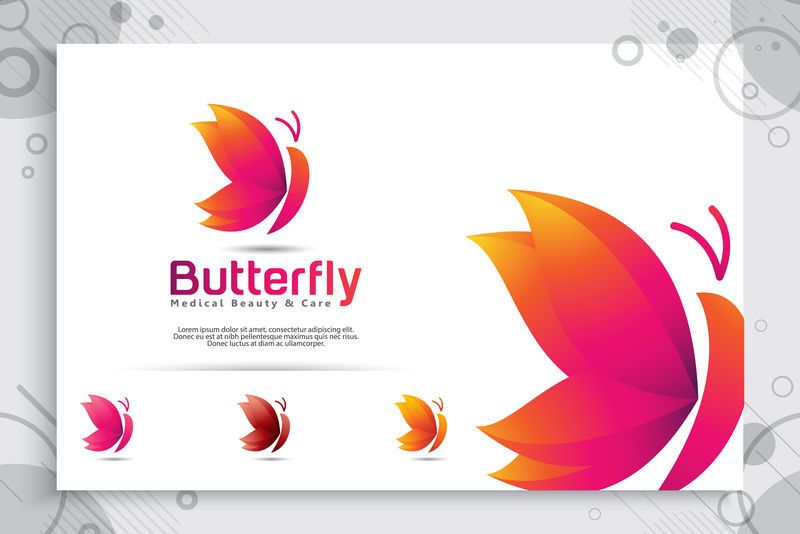 彩色蝴蝶矢量标志设计现代风格插图