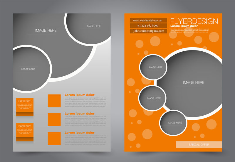 抽象传单模板商业手册设计橙色矢量图