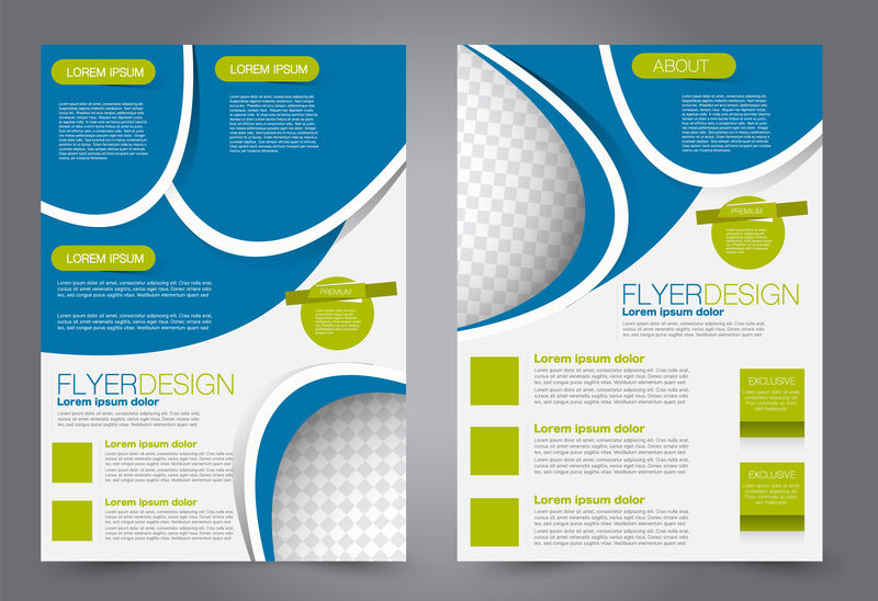 抽象传单模板商业手册设计蓝色和绿色矢量图