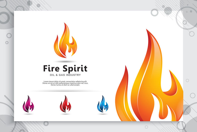 以现代概念风格为标志的三维火焰矢量标志设计