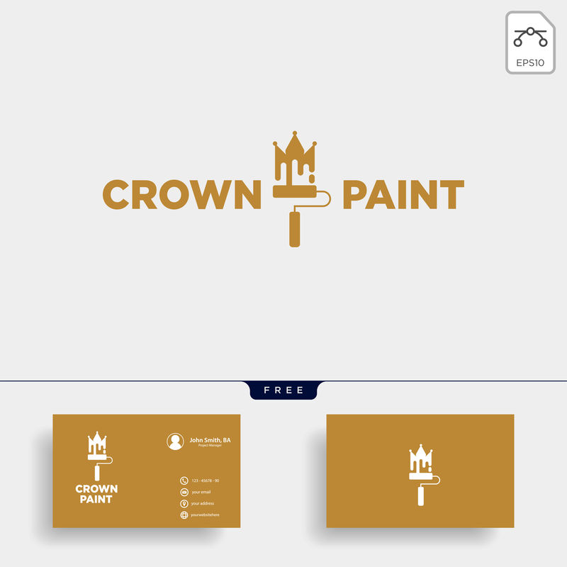 皇冠油漆刷彩色标志模板矢量图标元素