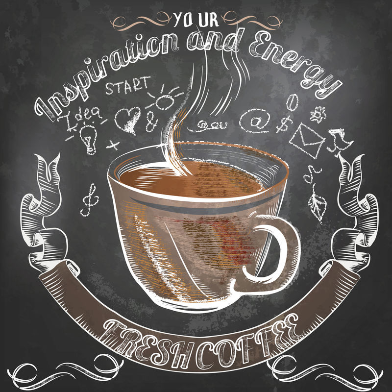 手绘咖啡杯咖啡矢量海报