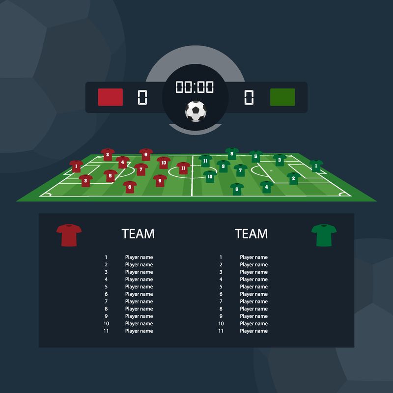 足球比赛记分板平面设计两个示范队之间-矢量图解