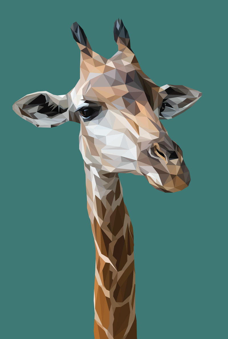 长颈鹿的多边形矢量三维艺术插图