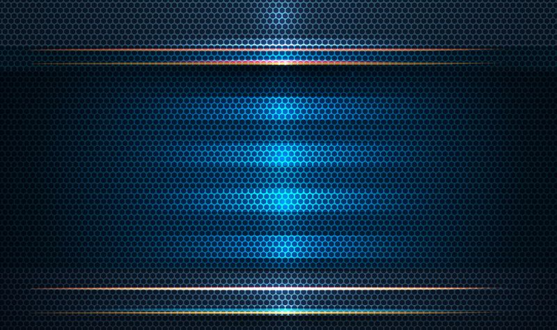 抽象的蓝色和黑色金属与光线和光泽线的插图-背景金属框架设计-矢量设计现代数字技术概念壁纸-横幅模板