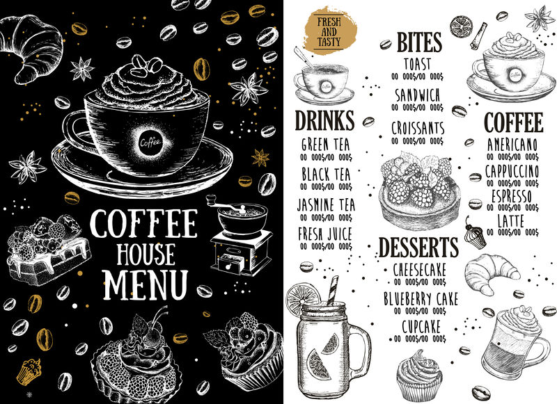 咖啡屋菜单-餐厅咖啡厅菜单-模板设计-食品传单