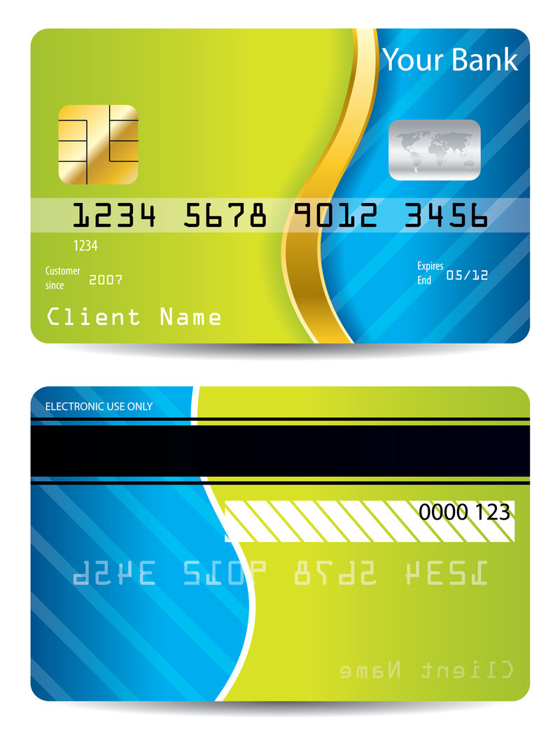 酷蓝绿色设计信用卡
