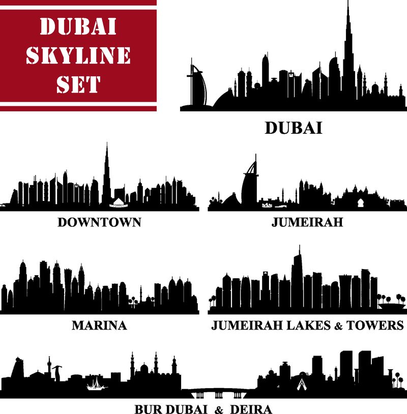 迪拜地区集合-矢量图