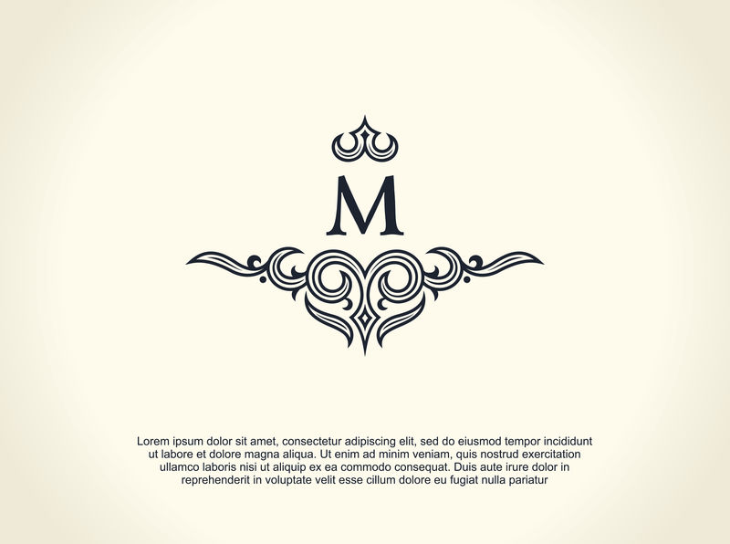 书法豪华线条标志华丽典雅的会徽皇家复古分隔设计