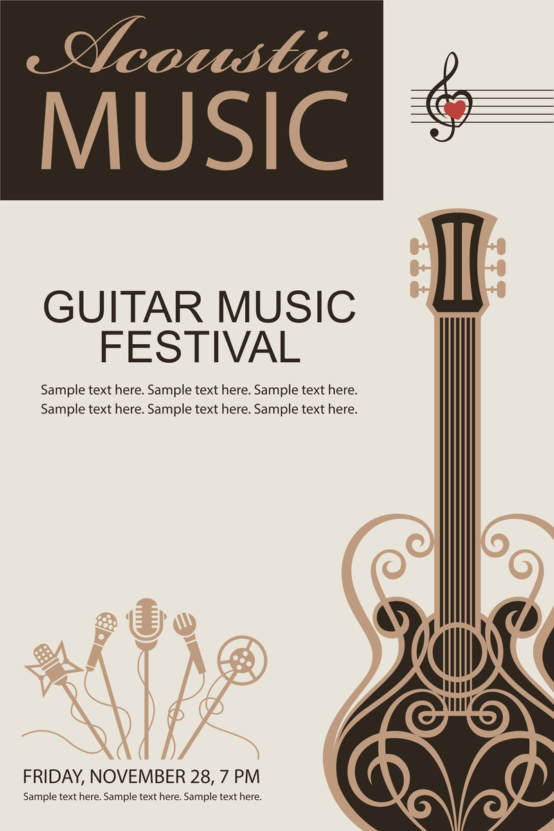 声乐音乐会或音乐节用吉他横幅