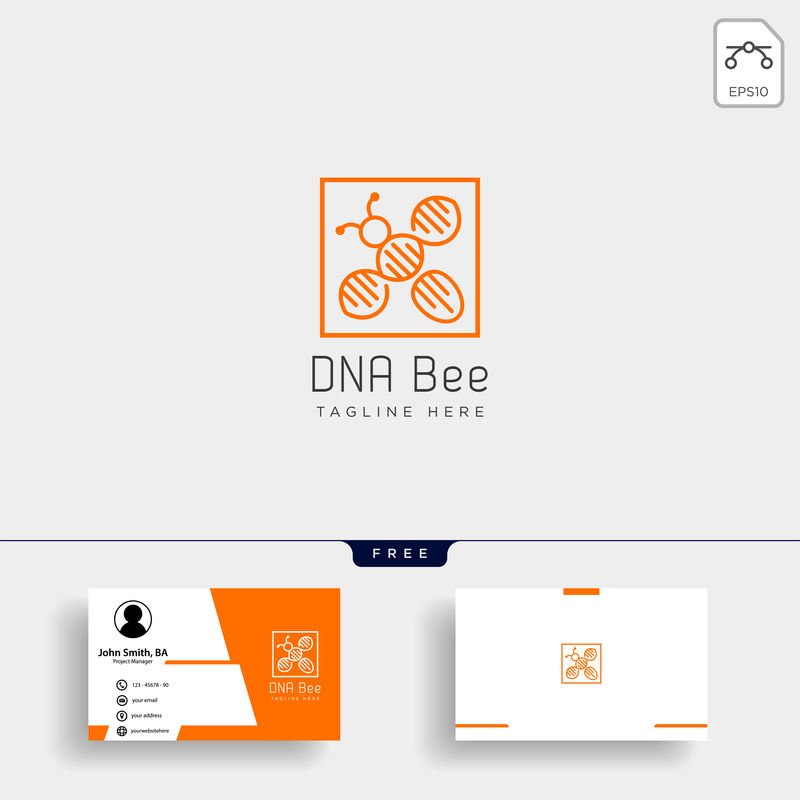 Bee DNA Science创意标识模板及名片
