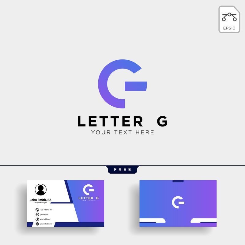 带名片模板的Letter AG或G创意徽标模板