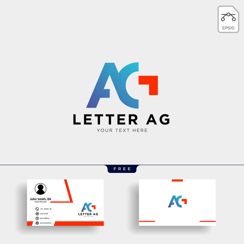 带名片模板的Letter AG或G创意徽标模板