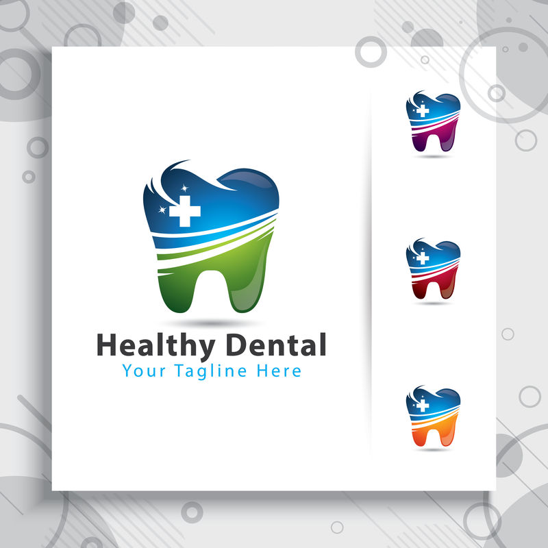 医疗保健或牙科诊所标志设计载体