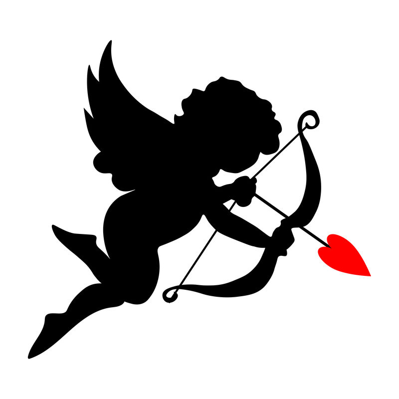 带箭头和翅膀的情人丘比特图标矢量