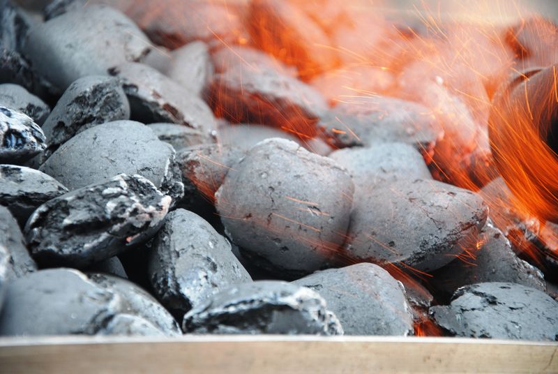 在壁炉或炉子里烧木炭