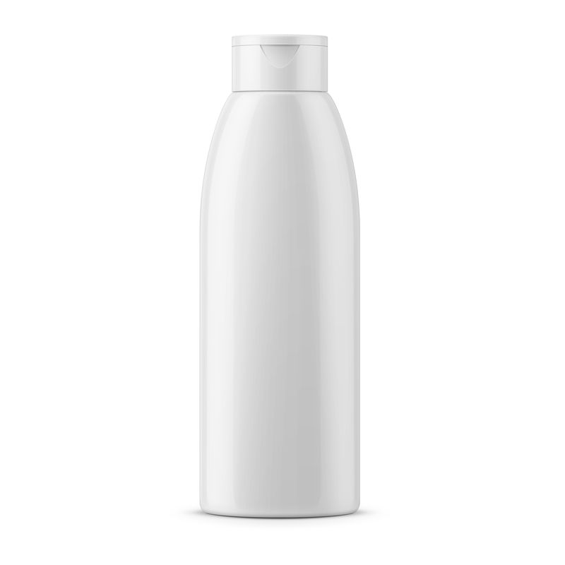 白色光泽洗发水瓶模板。