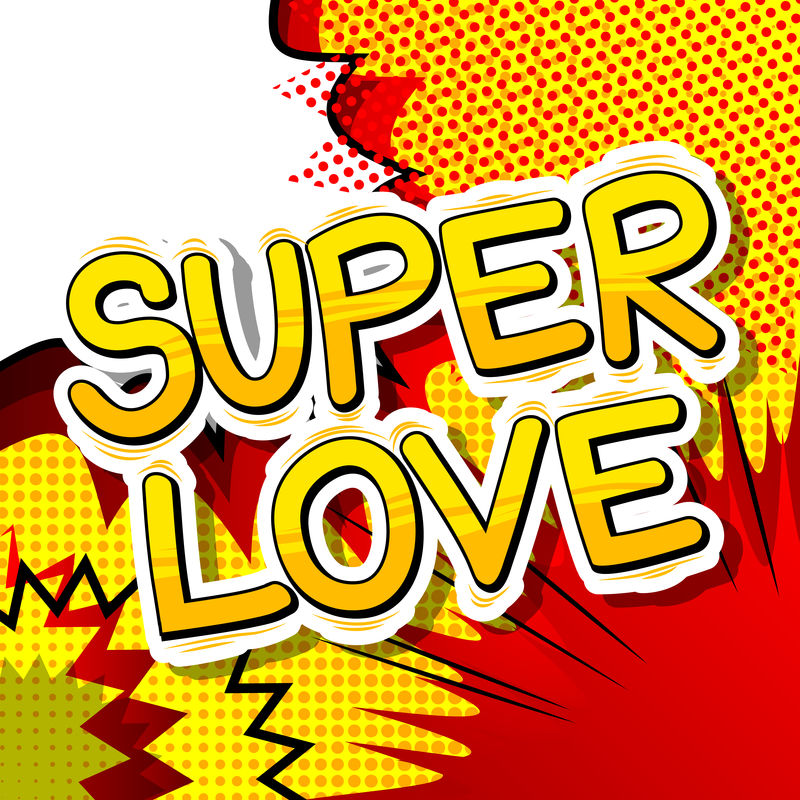 超级爱情-抽象背景下的漫画风格的单词