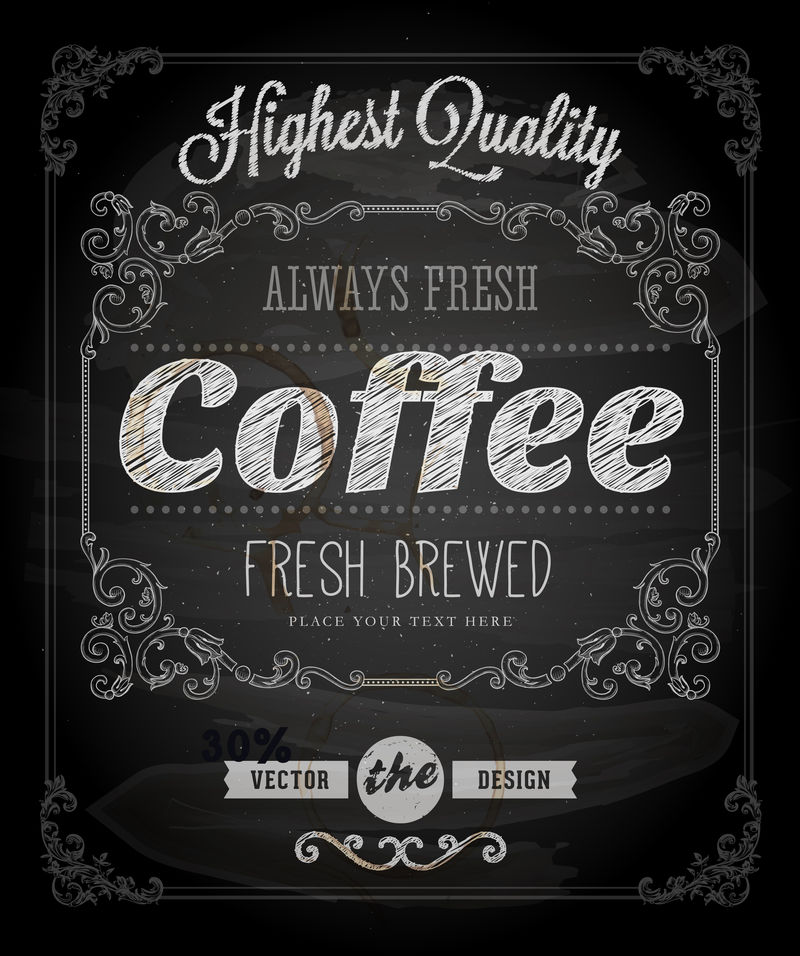 黑板海报刻字咖啡-印刷设计