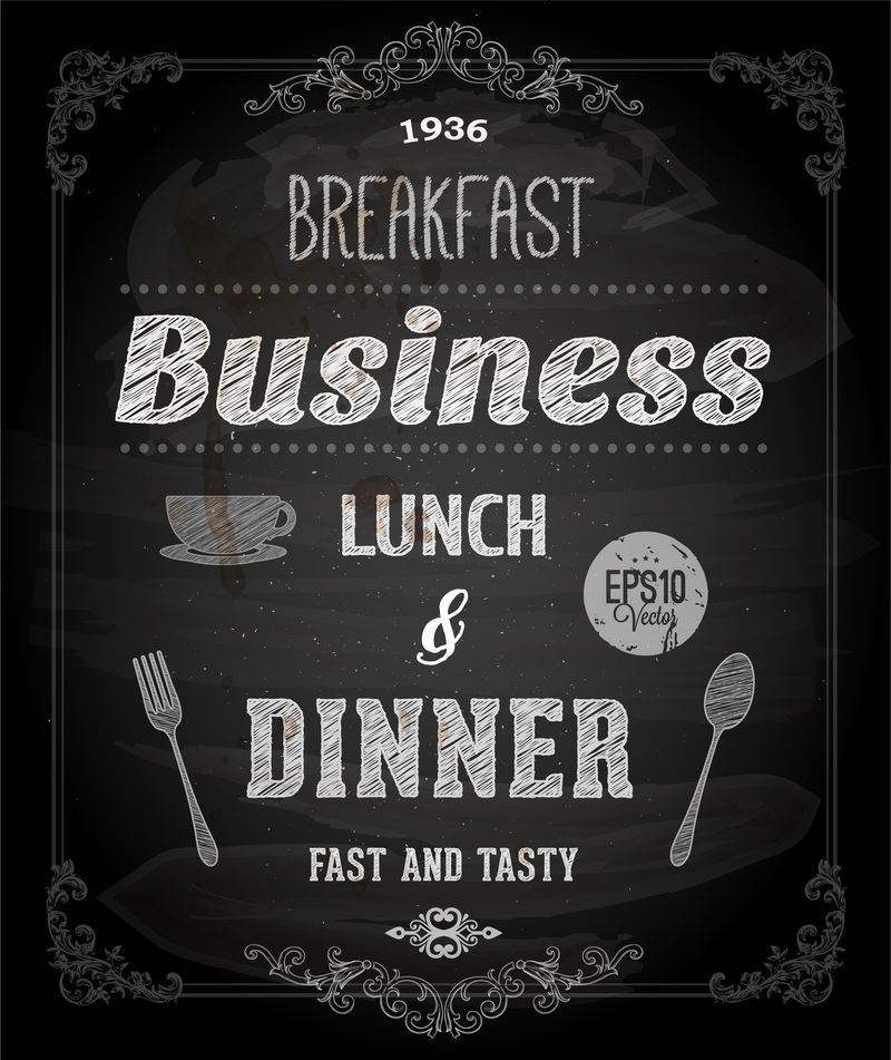 黑板商务午餐海报-排版设计