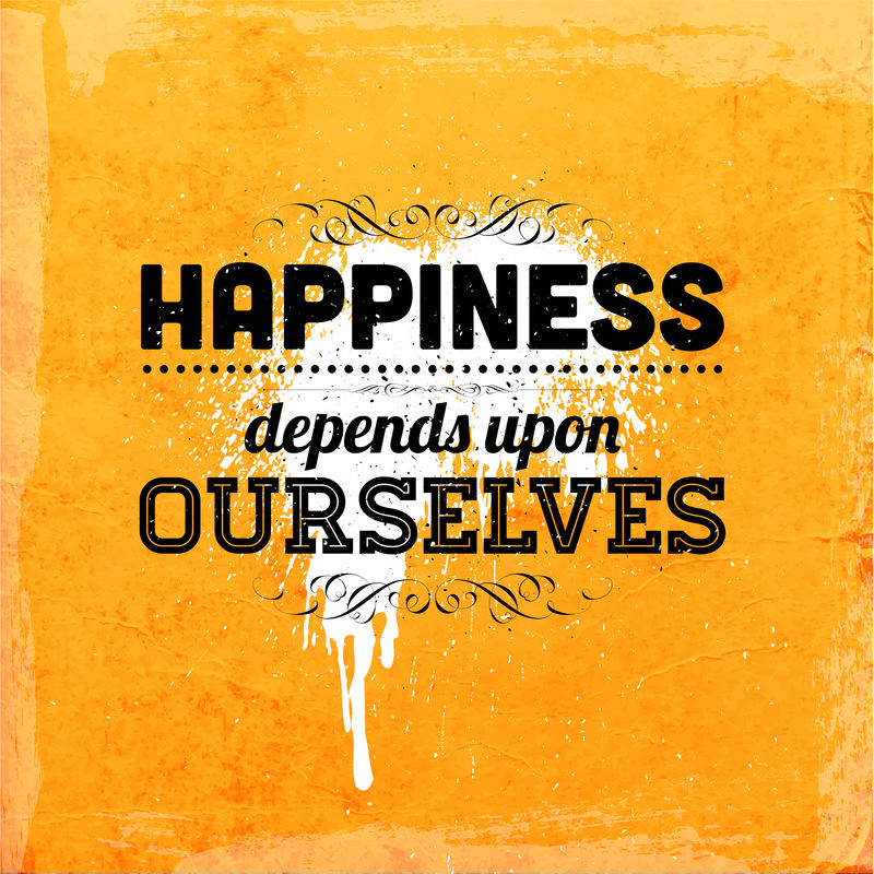 引用印刷背景-矢量设计-”幸福取决于我们自己”