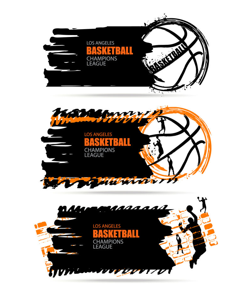 横幅-篮球传单-一套运动垃圾设计-球员-抽象背景-用球设计-墙壁的纹理-污渍-EPS文件是分层的