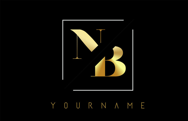 NB金色字母标志，带切割和交叉设计