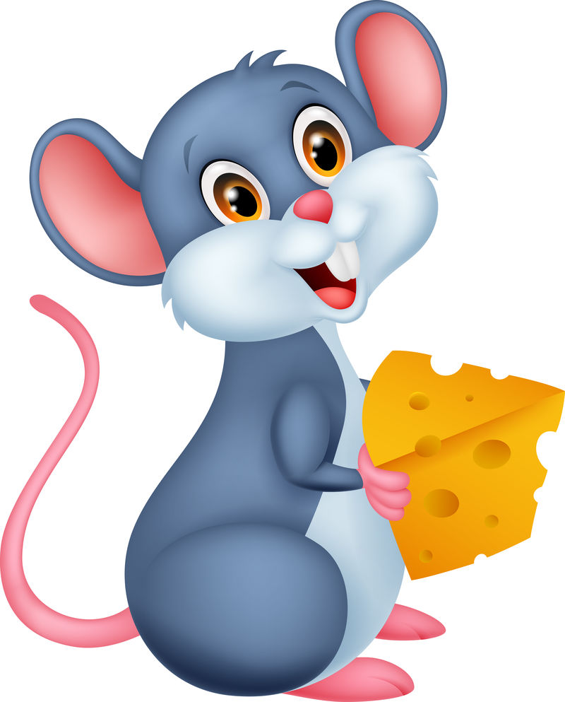 可爱的老鼠拿着一块奶酪