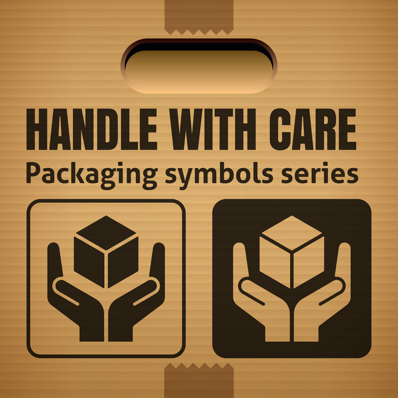 小心处理瓦楞纸箱上的包装符号。