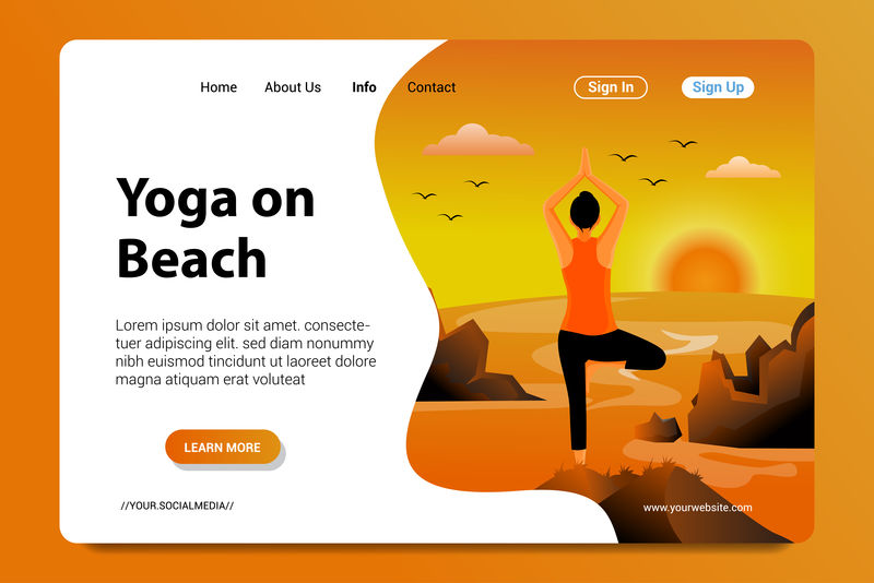 练习瑜伽-练习瑜伽的女人-现代平面设计理念的网页设计为网站和移动网站的开发-矢量图解