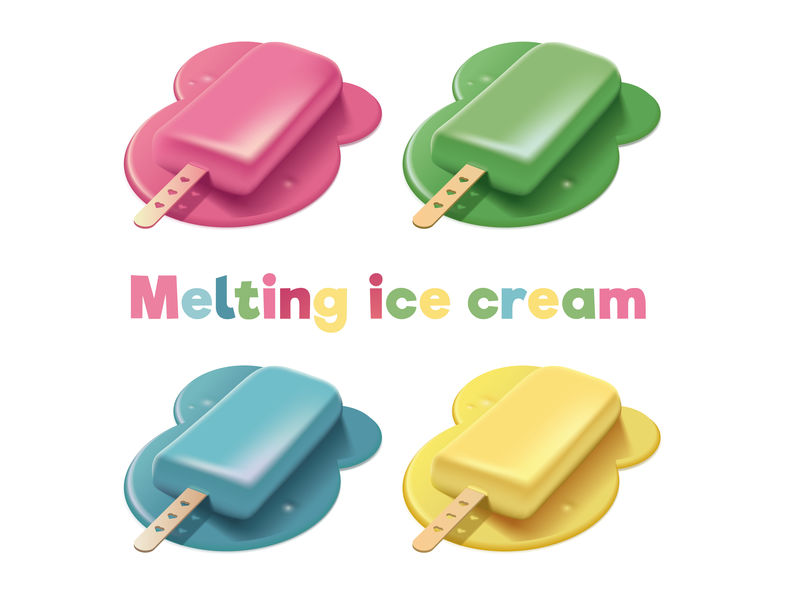 一套具有3D效果的彩色融化冰淇淋