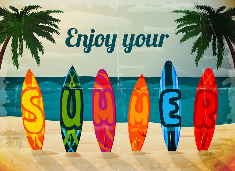 暑假冲浪板海报