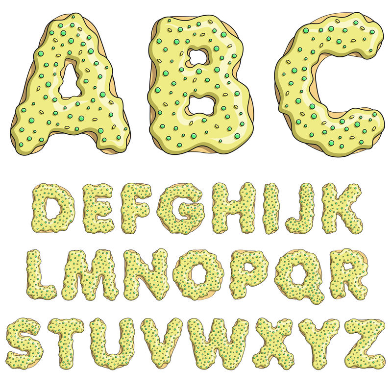 字母卡通字母字体甜甜甜甜圈糖果风格