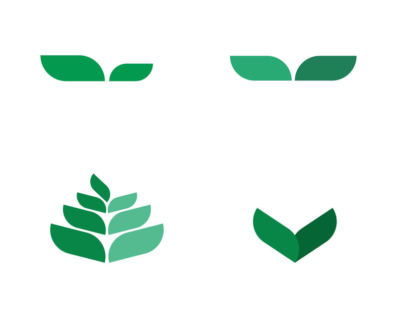 树叶矢量标识设计，环保理念。