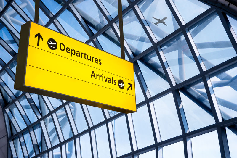 办理登机手续、机场离港和到达信息板标志